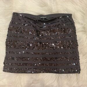 Express Charcoal Sequin Mini Skirt